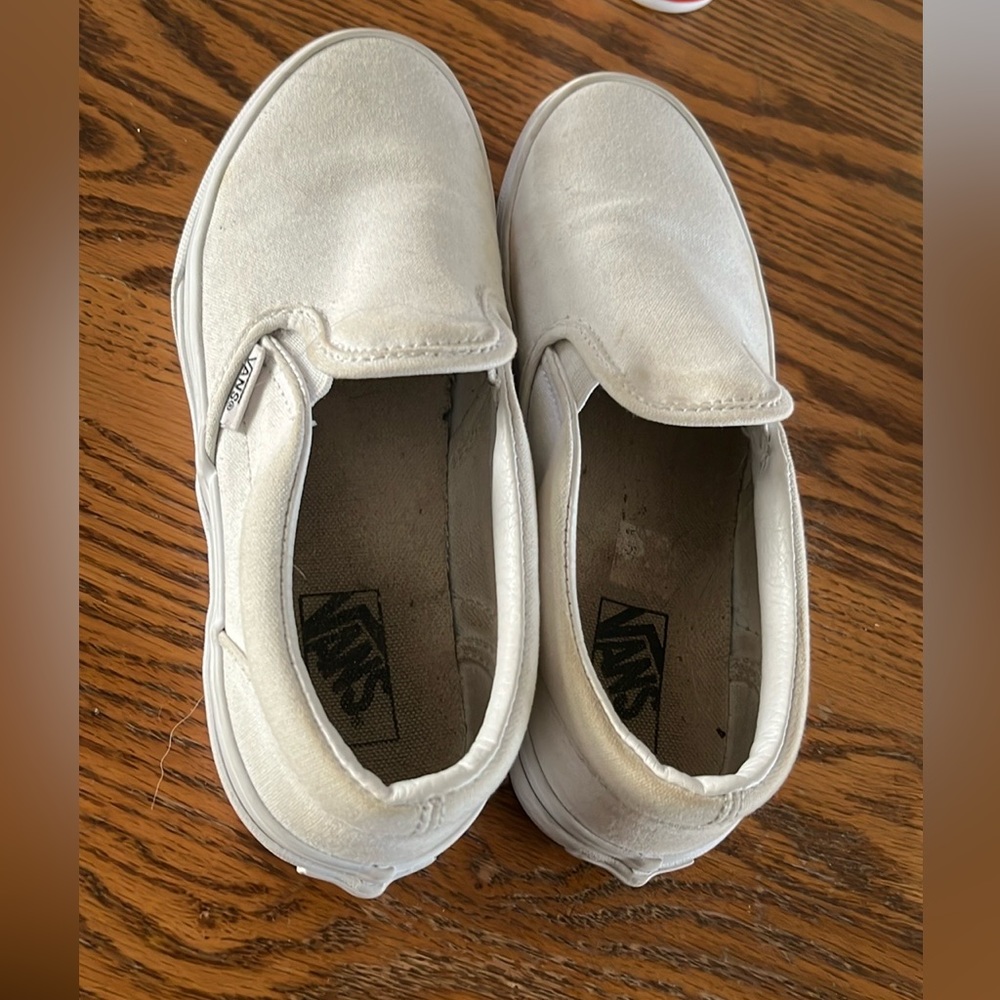 white slip on vans